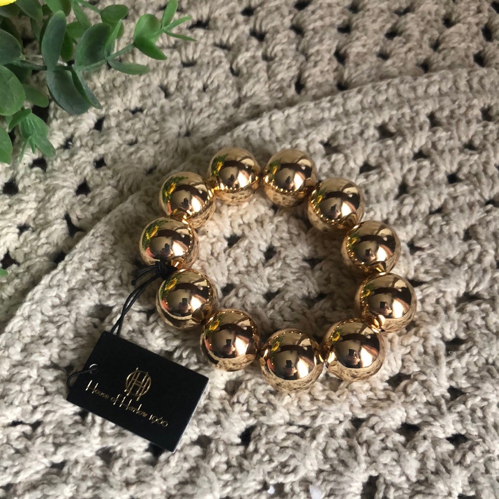 House of Harlow 1960 Gold Beaded Stretch Bracelet